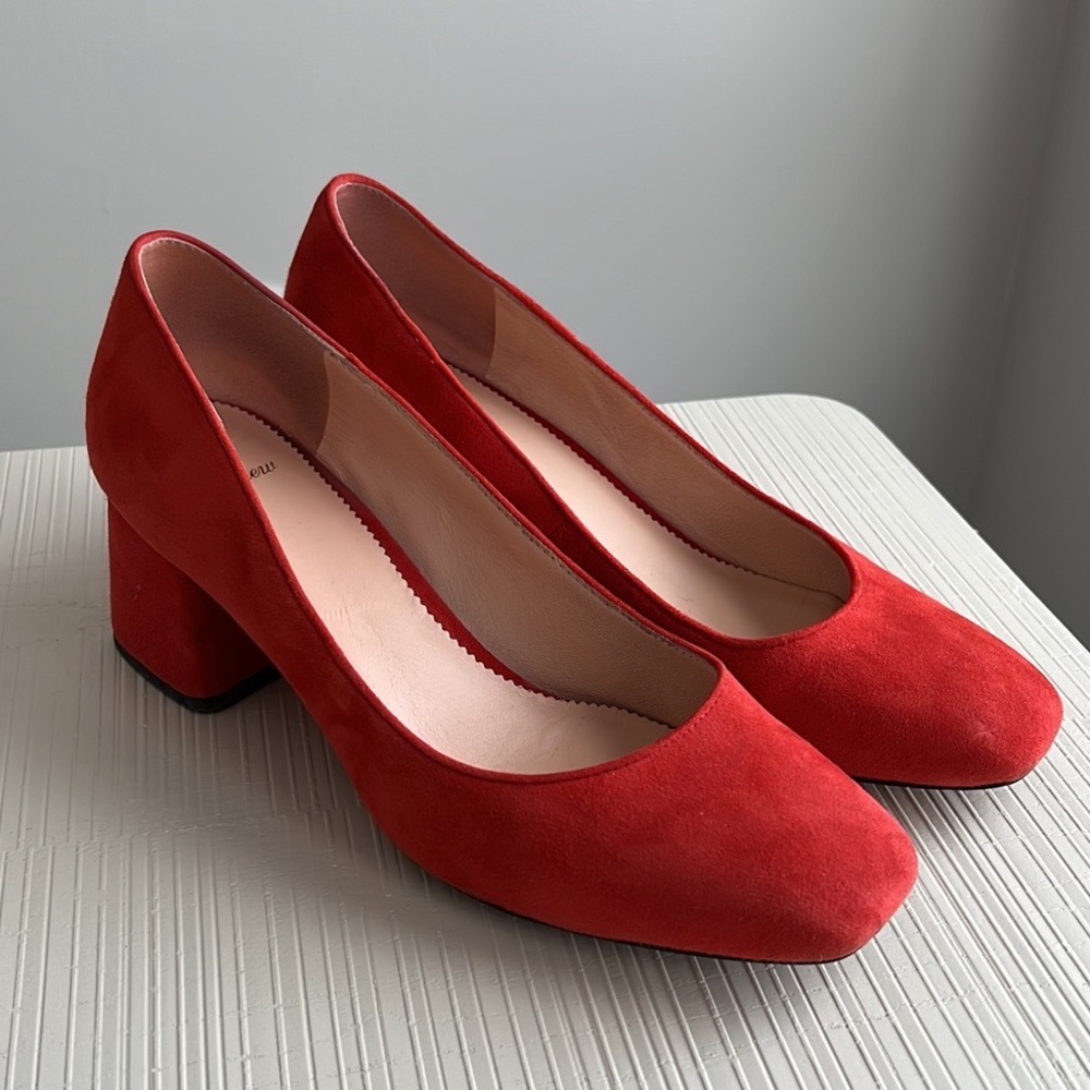 J. Crew Red Block Heel Pumps